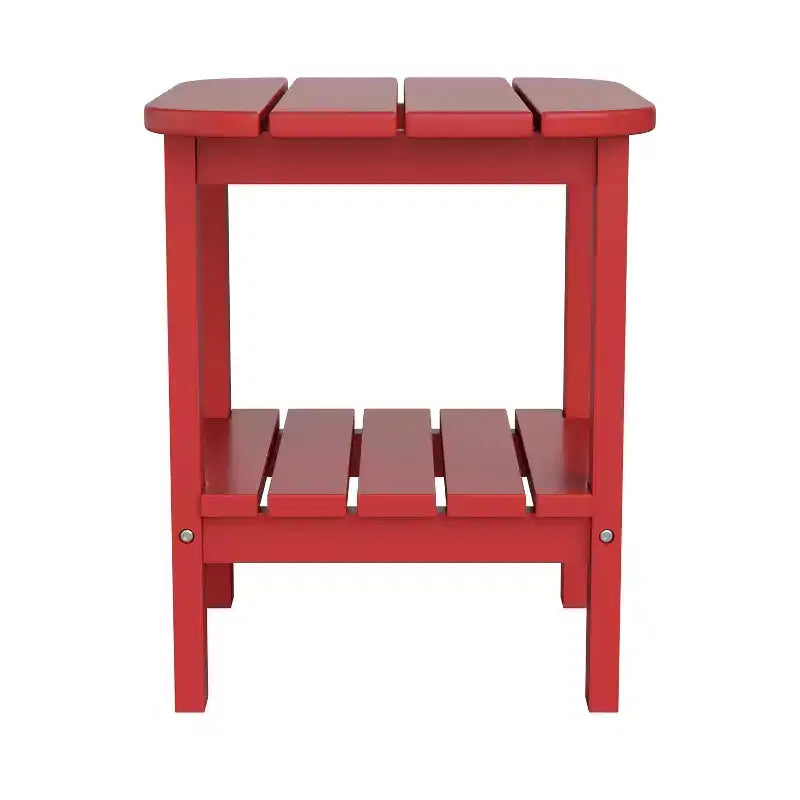 Emma and Oliver Two Tier Polyresin Adirondack Side Table - All-Weather for Indoor/Outdoor Use