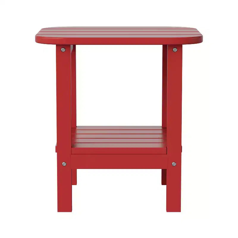Emma and Oliver Two Tier Polyresin Adirondack Side Table - All-Weather for Indoor/Outdoor Use