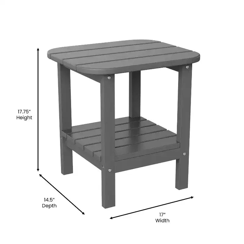Emma and Oliver Two Tier Polyresin Adirondack Side Table - All-Weather for Indoor/Outdoor Use