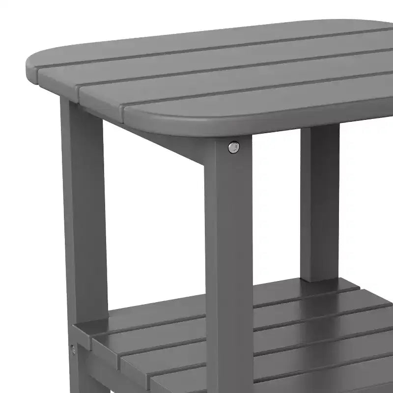 Emma and Oliver Two Tier Polyresin Adirondack Side Table - All-Weather for Indoor/Outdoor Use
