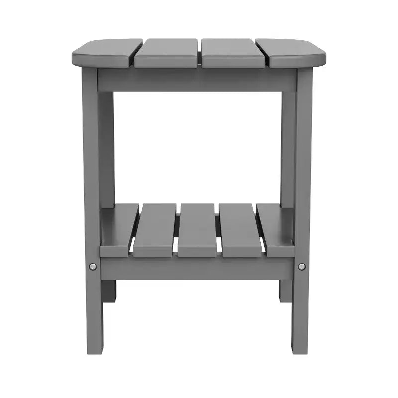 Emma and Oliver Two Tier Polyresin Adirondack Side Table - All-Weather for Indoor/Outdoor Use