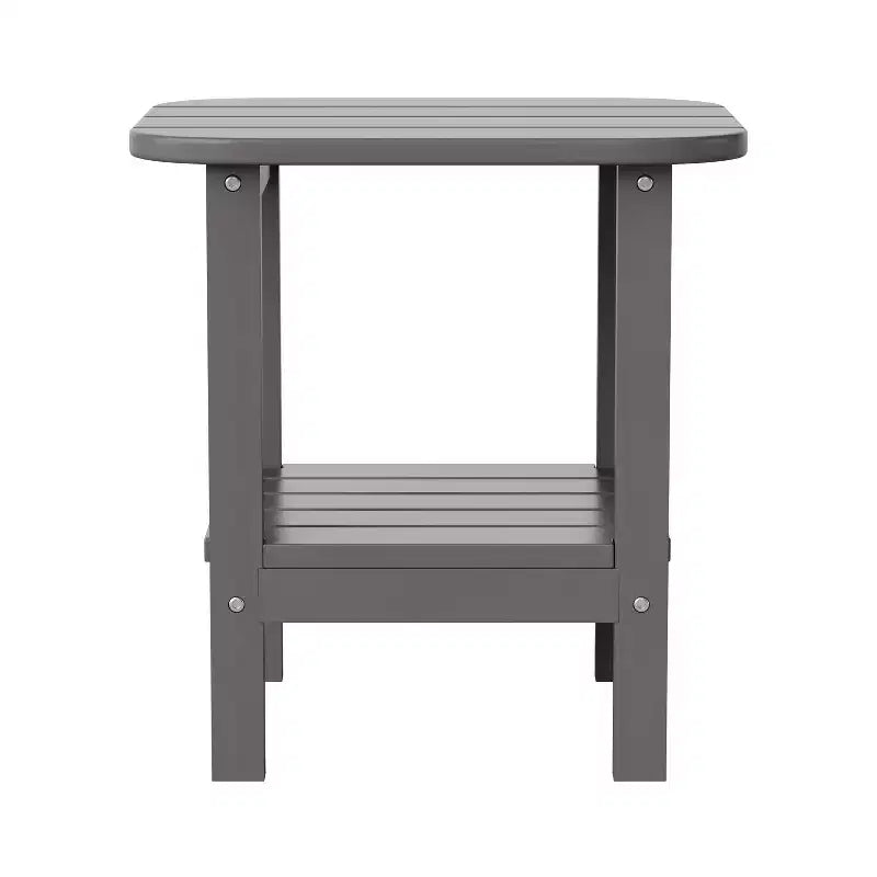 Emma and Oliver Two Tier Polyresin Adirondack Side Table - All-Weather for Indoor/Outdoor Use