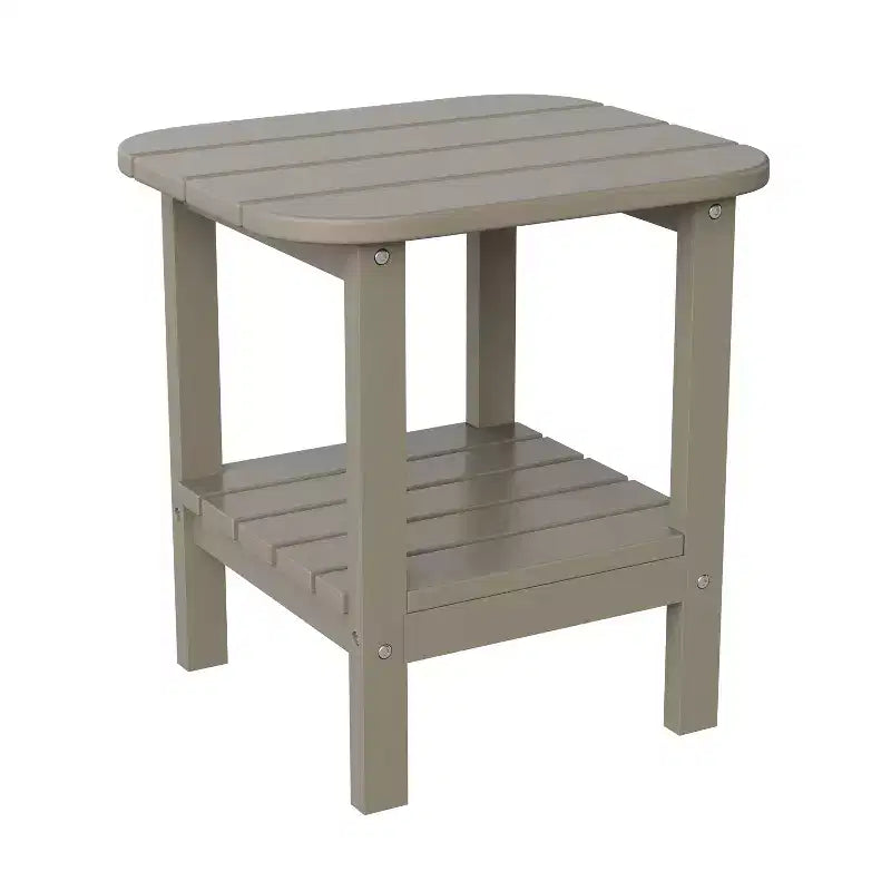 Emma and Oliver Two Tier Polyresin Adirondack Side Table - All-Weather for Indoor/Outdoor Use