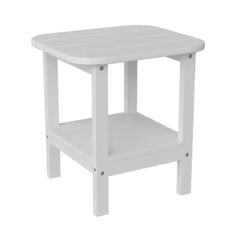 Emma and Oliver Two Tier Polyresin Adirondack Side Table - All-Weather for Indoor/Outdoor Use