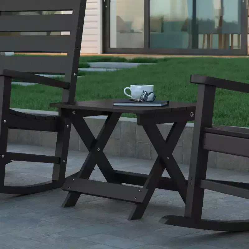 Emma and Oliver Portable Folding HDPE Adirondack Side Table for Indoor/Outdoor Use