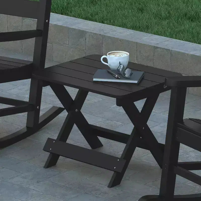 Emma and Oliver Portable Folding HDPE Adirondack Side Table for Indoor/Outdoor Use