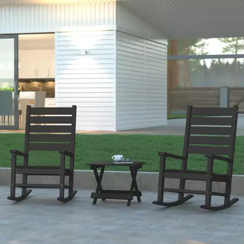 Emma and Oliver Portable Folding HDPE Adirondack Side Table for Indoor/Outdoor Use