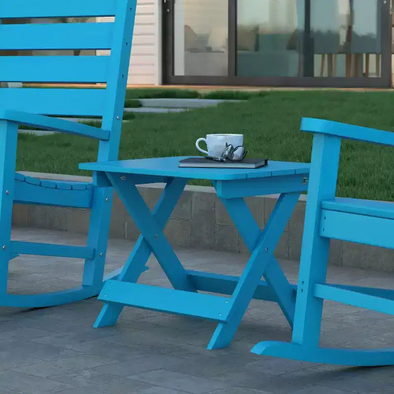 Emma and Oliver Portable Folding HDPE Adirondack Side Table for Indoor/Outdoor Use