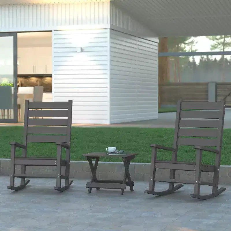 Emma and Oliver Portable Folding HDPE Adirondack Side Table for Indoor/Outdoor Use