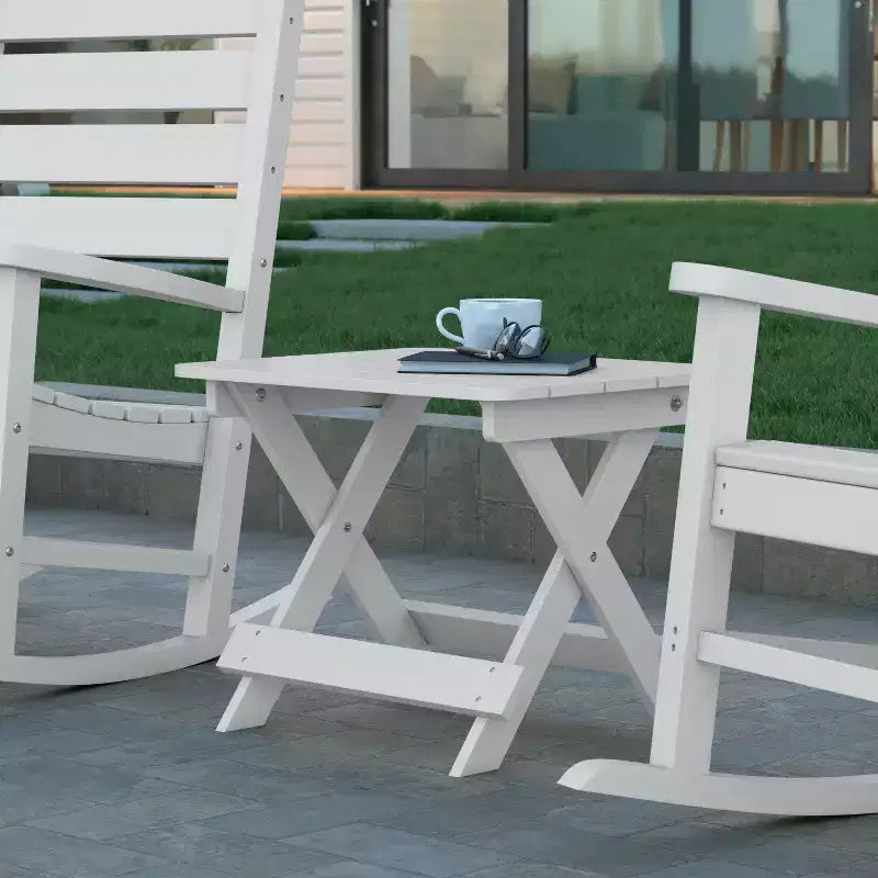 Emma and Oliver Portable Folding HDPE Adirondack Side Table for Indoor/Outdoor Use