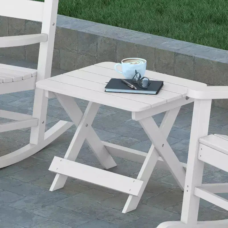 Emma and Oliver Portable Folding HDPE Adirondack Side Table for Indoor/Outdoor Use