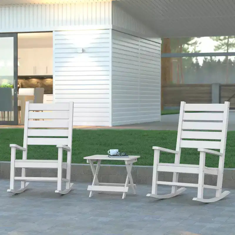 Emma and Oliver Portable Folding HDPE Adirondack Side Table for Indoor/Outdoor Use