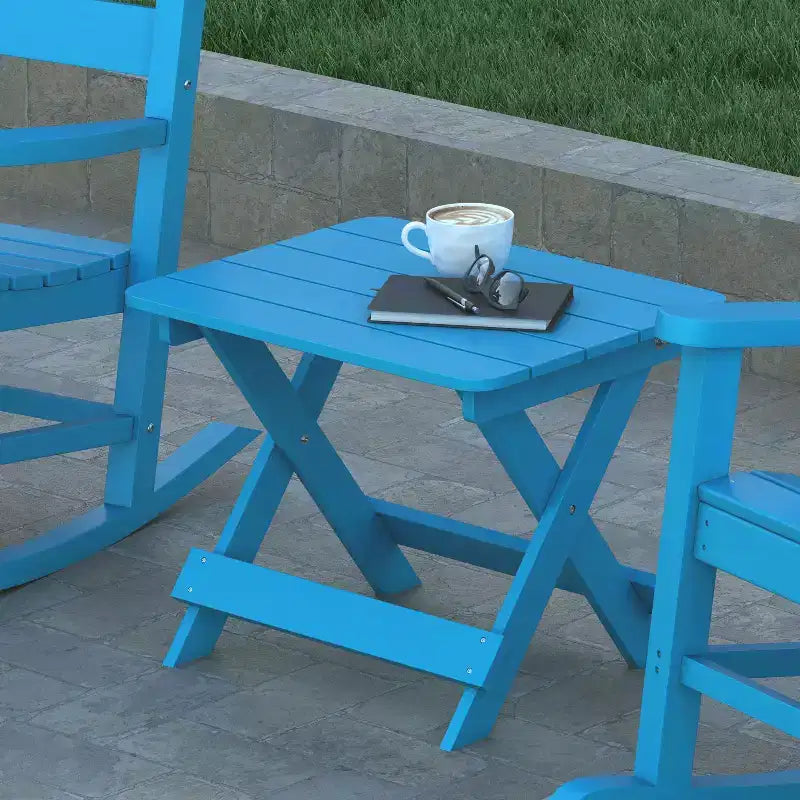 Emma and Oliver Portable Folding HDPE Adirondack Side Table for Indoor/Outdoor Use