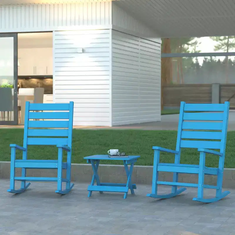 Emma and Oliver Portable Folding HDPE Adirondack Side Table for Indoor/Outdoor Use