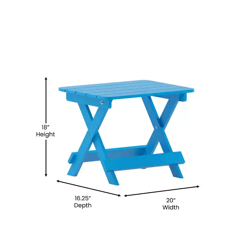 Emma and Oliver Portable Folding HDPE Adirondack Side Table for Indoor/Outdoor Use
