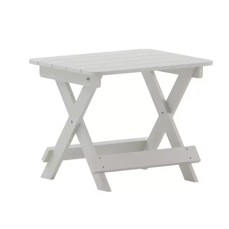 Emma and Oliver Portable Folding HDPE Adirondack Side Table for Indoor/Outdoor Use
