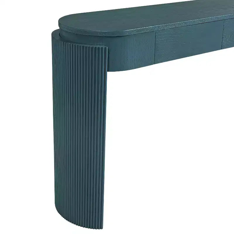Merax Modern Oval-Top Console Table with Fluted Curved Legs & Dual Hidden Drawers