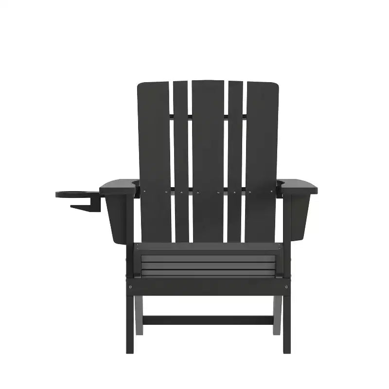 Emma and Oliver Adirondack Chair with Cup Holder, Weather Resistant HDPE Adirondack Chair