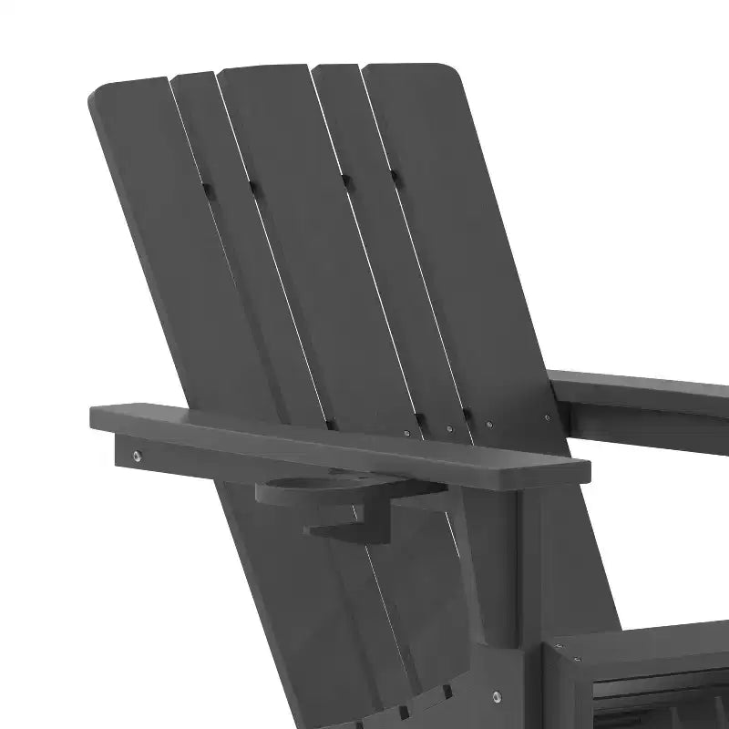 Emma and Oliver Adirondack Chair with Cup Holder, Weather Resistant HDPE Adirondack Chair