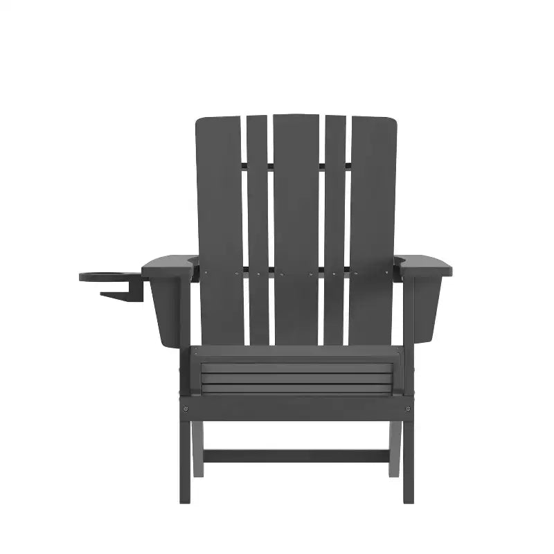Emma and Oliver Adirondack Chair with Cup Holder, Weather Resistant HDPE Adirondack Chair