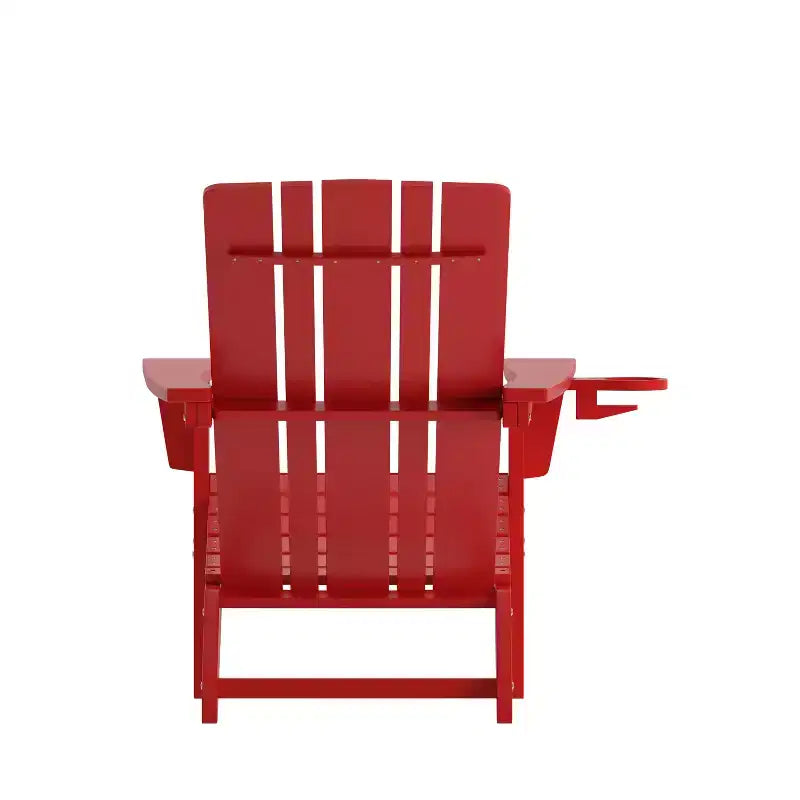 Emma and Oliver Adirondack Chair with Cup Holder, Weather Resistant HDPE Adirondack Chair