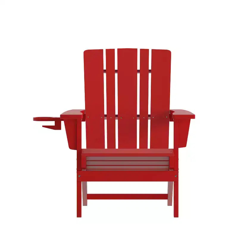 Emma and Oliver Adirondack Chair with Cup Holder, Weather Resistant HDPE Adirondack Chair