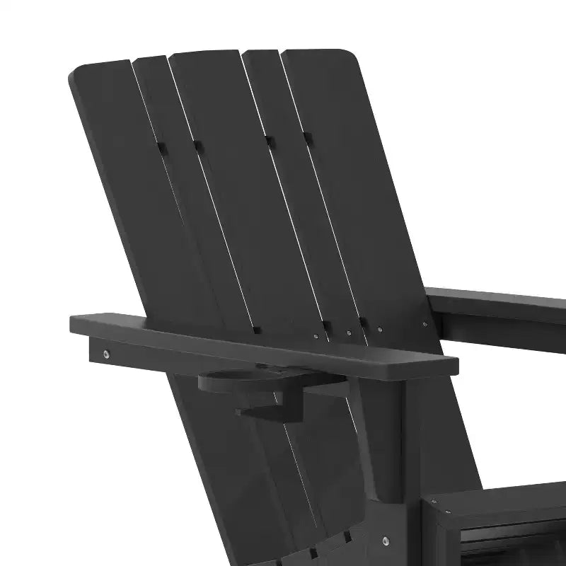 Emma and Oliver Adirondack Chair with Cup Holder, Weather Resistant HDPE Adirondack Chair