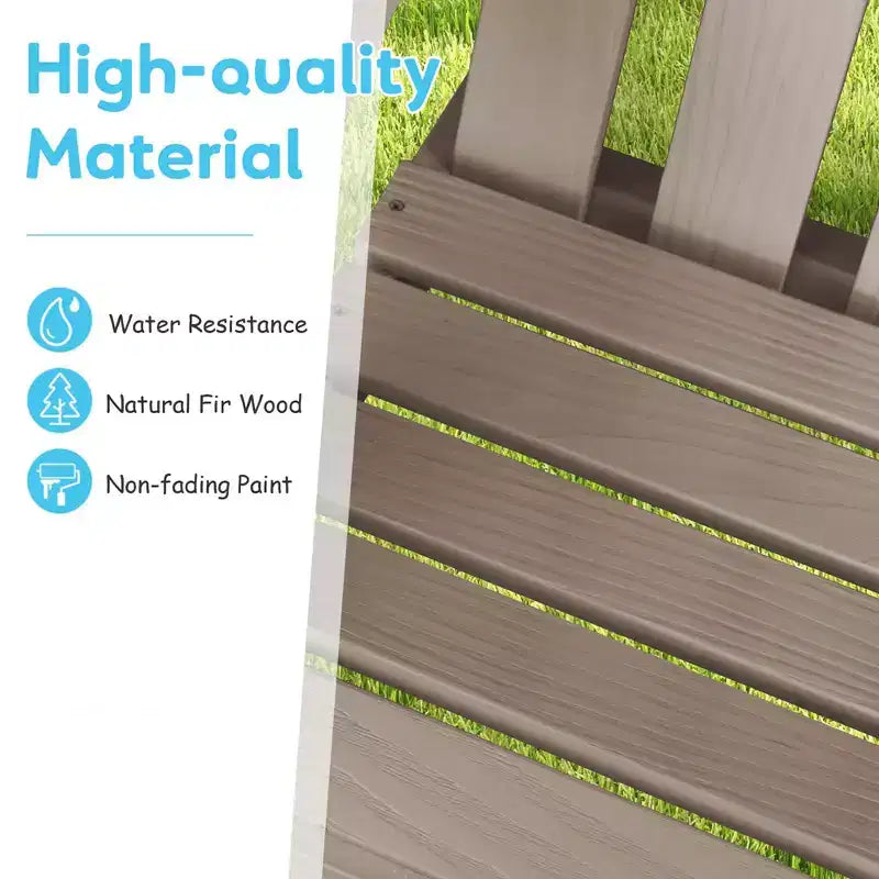 Costway 2 Person Adirondack Chair Kid Solid Wood Loveseat Backrest Arm Rest Patio Coffee/White/Gray