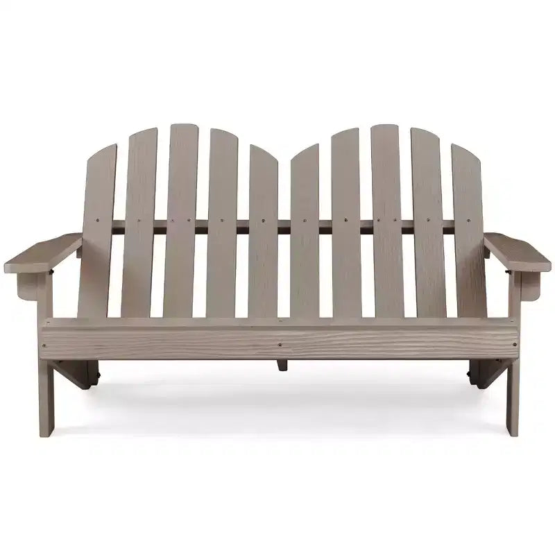 Costway 2 Person Adirondack Chair Kid Solid Wood Loveseat Backrest Arm Rest Patio Coffee/White/Gray