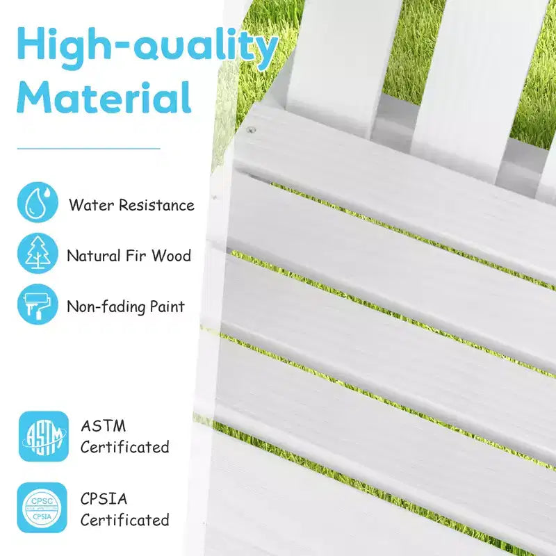 Costway 2 Person Adirondack Chair Kid Solid Wood Loveseat Backrest Arm Rest Patio Coffee/White/Gray