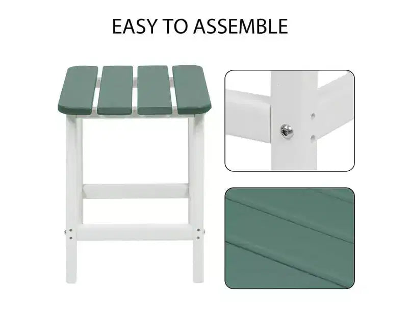 Aoodor Adirondack Square Outdoor Side Table for Patio, 19'' HDPE Outdoor Side Tables, Weather Resistant End Table for Patio, Backyard, Pool