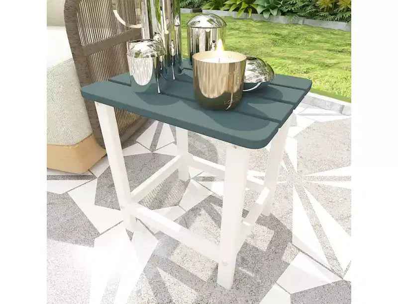 Aoodor Adirondack Square Outdoor Side Table for Patio, 19'' HDPE Outdoor Side Tables, Weather Resistant End Table for Patio, Backyard, Pool