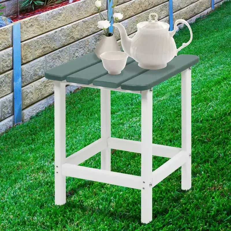 Aoodor Adirondack Square Outdoor Side Table for Patio, 19'' HDPE Outdoor Side Tables, Weather Resistant End Table for Patio, Backyard, Pool