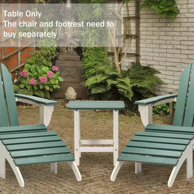 Aoodor Adirondack Square Outdoor Side Table for Patio, 19'' HDPE Outdoor Side Tables, Weather Resistant End Table for Patio, Backyard, Pool