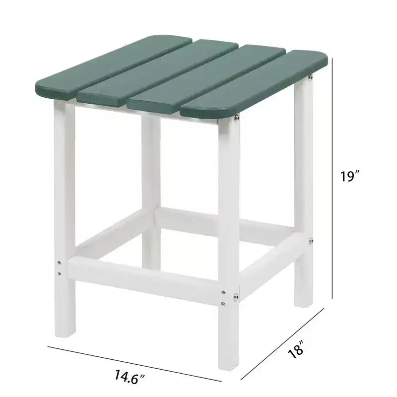 Aoodor Adirondack Square Outdoor Side Table for Patio, 19'' HDPE Outdoor Side Tables, Weather Resistant End Table for Patio, Backyard, Pool