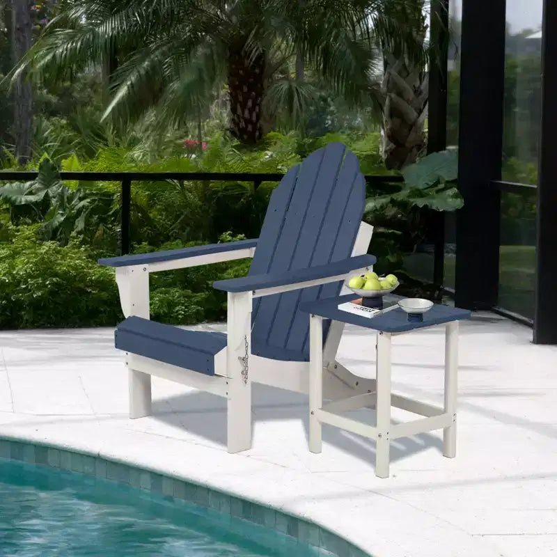 Aoodor Adirondack Square Outdoor Side Table for Patio, 19'' HDPE Outdoor Side Tables, Weather Resistant End Table for Patio, Backyard, Pool