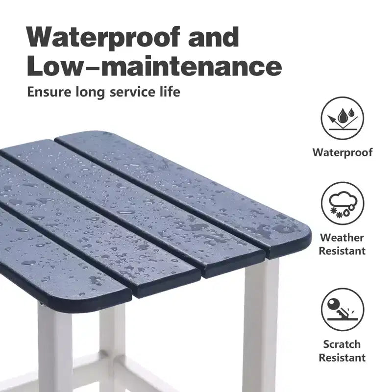 Aoodor Adirondack Square Outdoor Side Table for Patio, 19'' HDPE Outdoor Side Tables, Weather Resistant End Table for Patio, Backyard, Pool