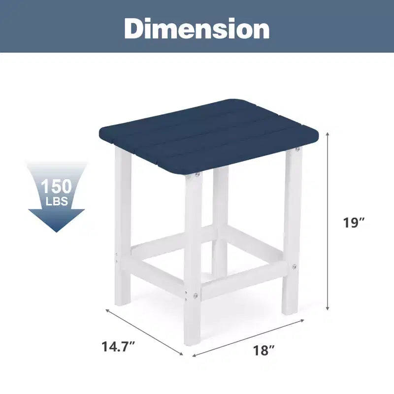 Aoodor Adirondack Square Outdoor Side Table for Patio, 19'' HDPE Outdoor Side Tables, Weather Resistant End Table for Patio, Backyard, Pool