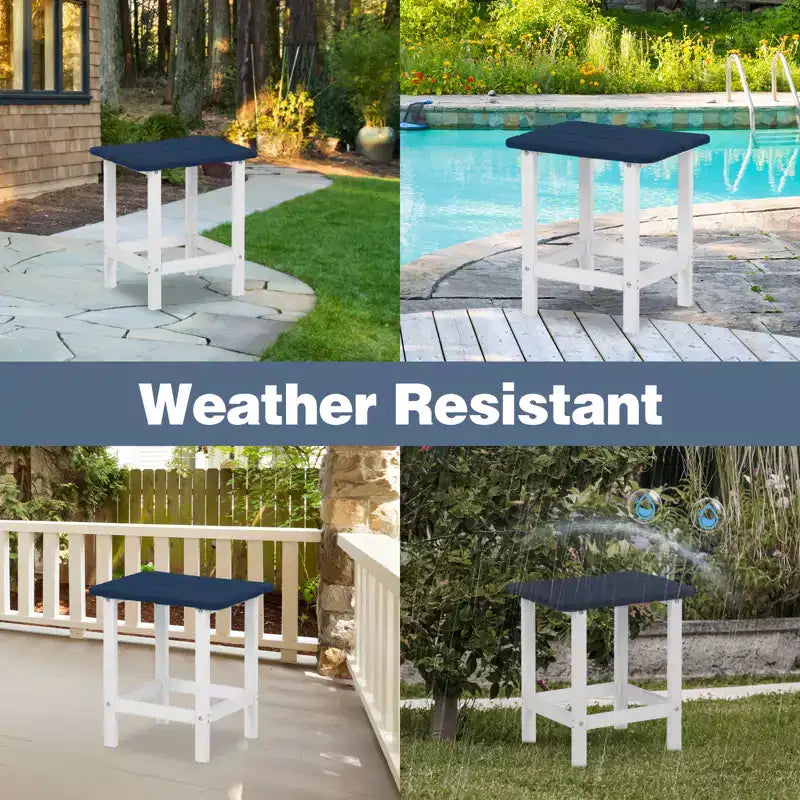Aoodor Adirondack Square Outdoor Side Table for Patio, 19'' HDPE Outdoor Side Tables, Weather Resistant End Table for Patio, Backyard, Pool