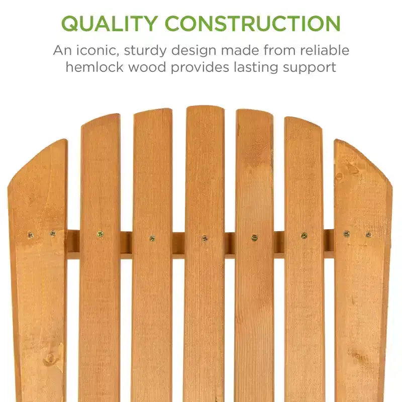 Best Choice Products Folding Adirondack Chair Outdoor, Wooden Accent Lounge Furniture w/ 350lb Capacity