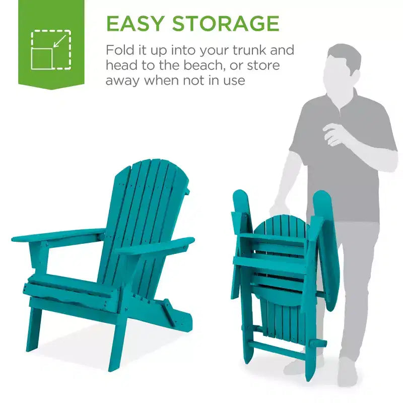 Best Choice Products Folding Adirondack Chair Outdoor, Wooden Accent Lounge Furniture w/ 350lb Capacity