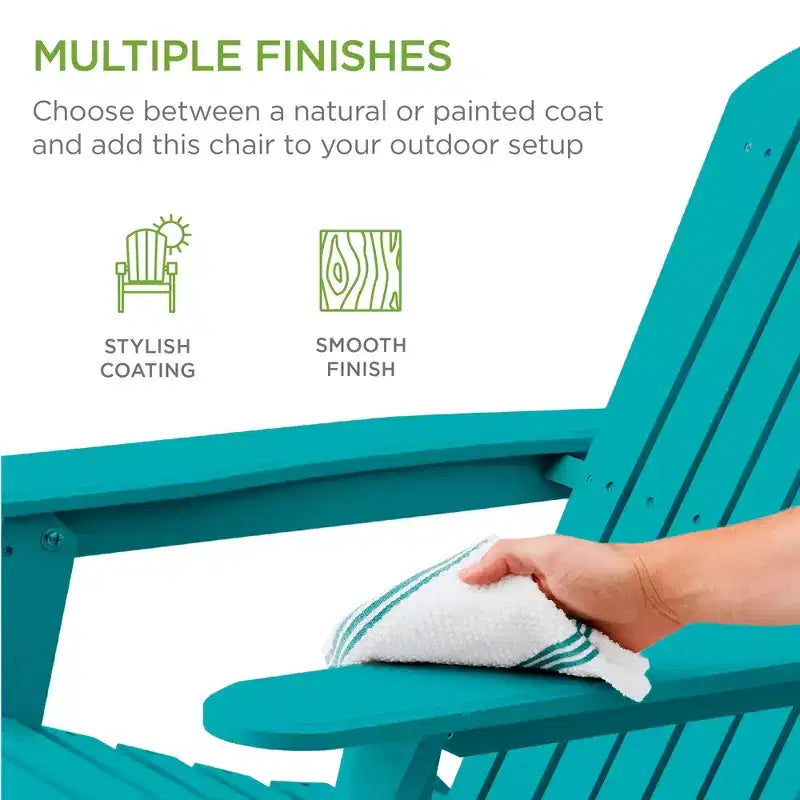 Best Choice Products Folding Adirondack Chair Outdoor, Wooden Accent Lounge Furniture w/ 350lb Capacity