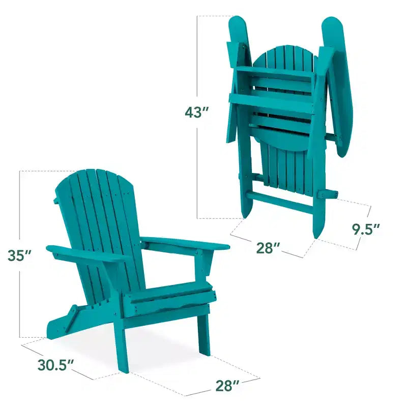 Best Choice Products Folding Adirondack Chair Outdoor, Wooden Accent Lounge Furniture w/ 350lb Capacity