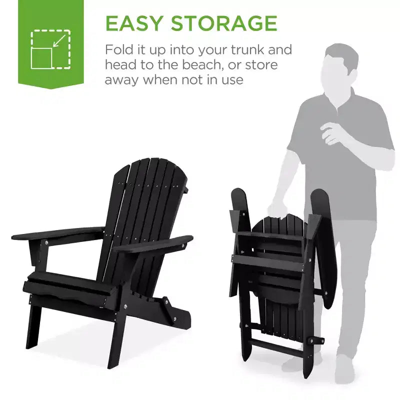 Best Choice Products Folding Adirondack Chair Outdoor, Wooden Accent Lounge Furniture w/ 350lb Capacity