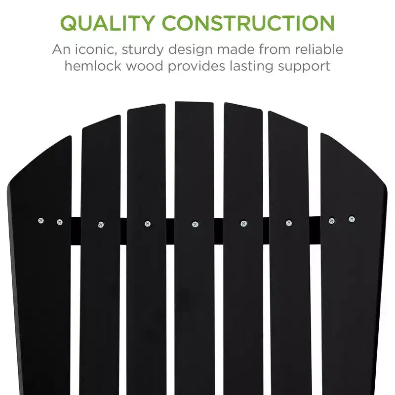 Best Choice Products Folding Adirondack Chair Outdoor, Wooden Accent Lounge Furniture w/ 350lb Capacity