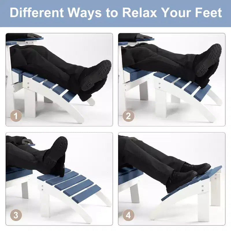 Aoodor Outdoor Adirondack Ottoman - Weather-Resistant HDPE Patio Footrest for Ultimate Relaxation