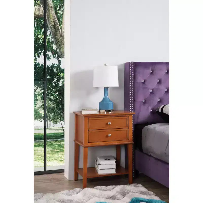 Comodino a 2 cassetti con incastri a coda di rondine all'inglese (71 cm A x 56 cm L x 41 cm P)