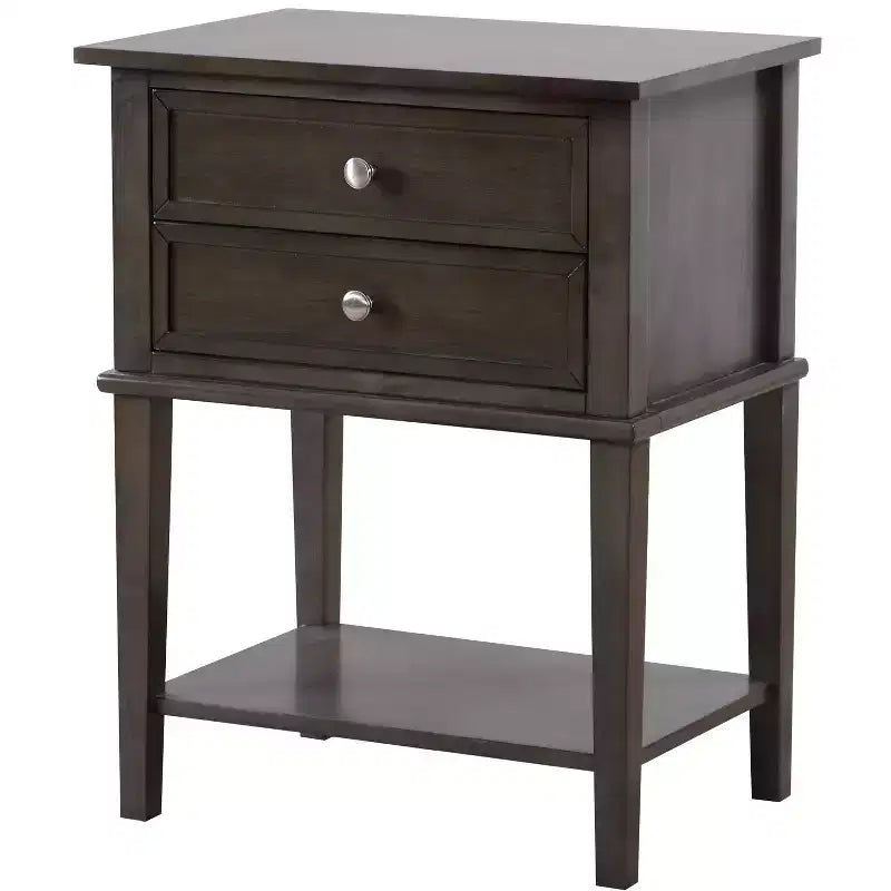 Comodino a 2 cassetti con incastri a coda di rondine all'inglese (71 cm A x 56 cm L x 41 cm P)