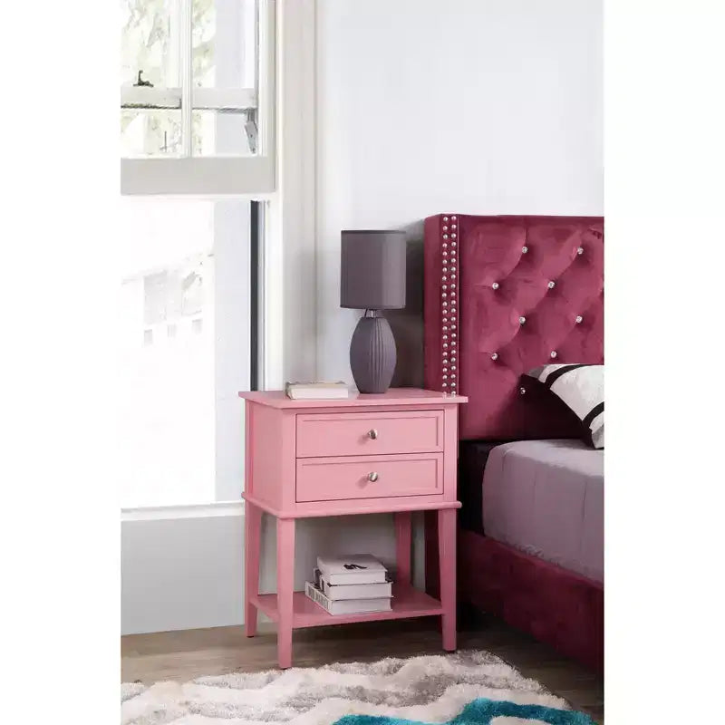 Comodino a 2 cassetti con incastri a coda di rondine all'inglese (71 cm A x 56 cm L x 41 cm P)