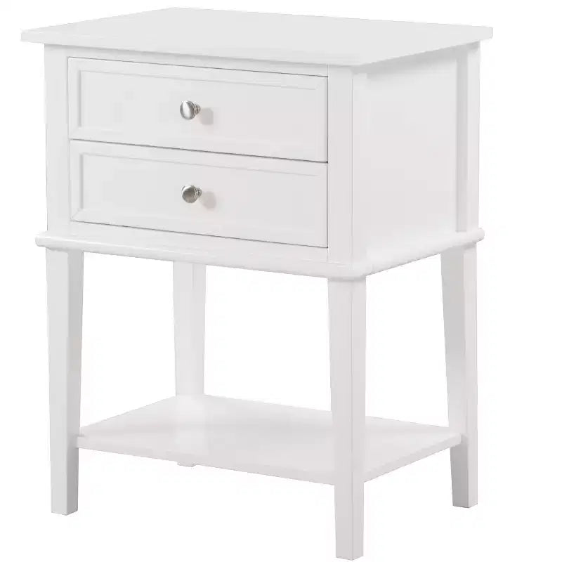 Comodino a 2 cassetti con incastri a coda di rondine all'inglese (71 cm A x 56 cm L x 41 cm P)